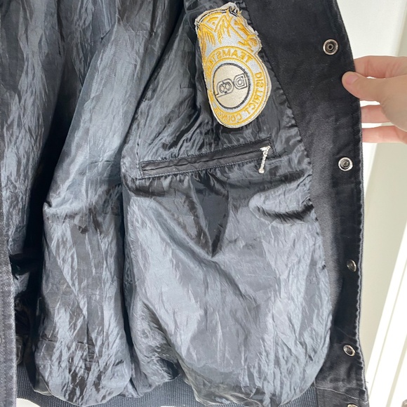 Vintage Teamsters Jacket 2XL XXL Black Suede Leather Sleeves Avon Coat Union USA - Picture 10 of 13